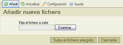 Panel para añadir ficheros