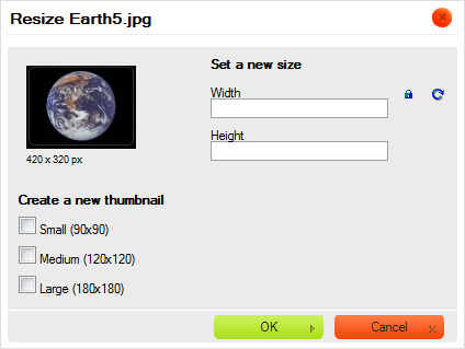 Resizing an image in CKFinder