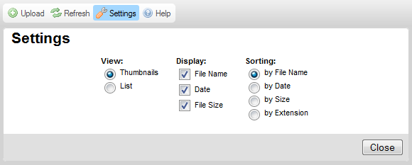 CKFinder Settings Pane